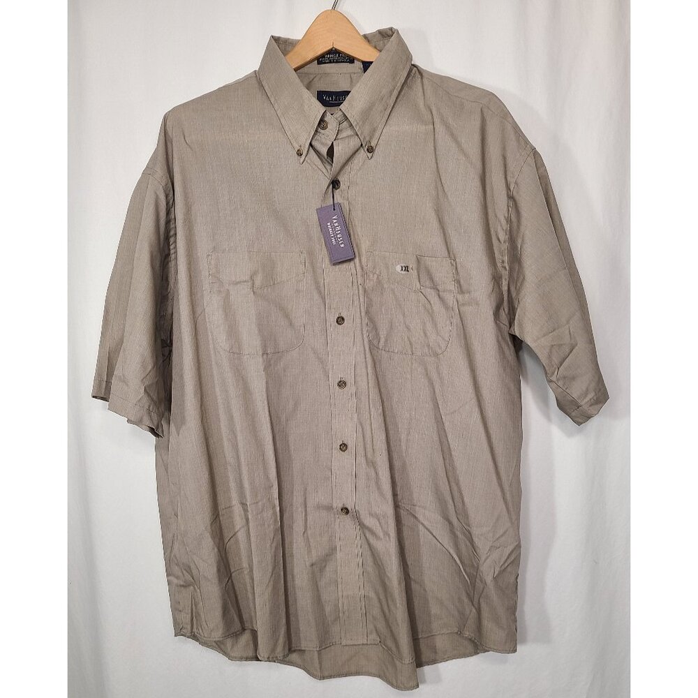 NWT Van Heusen Short Sleeves Men Shirt Size XXL 18 -18.5 Brown